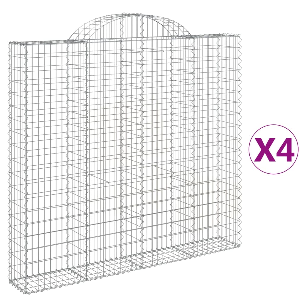 Coșuri gabion arcuite 4 buc, 200x30x180/200cm, fier galvanizat