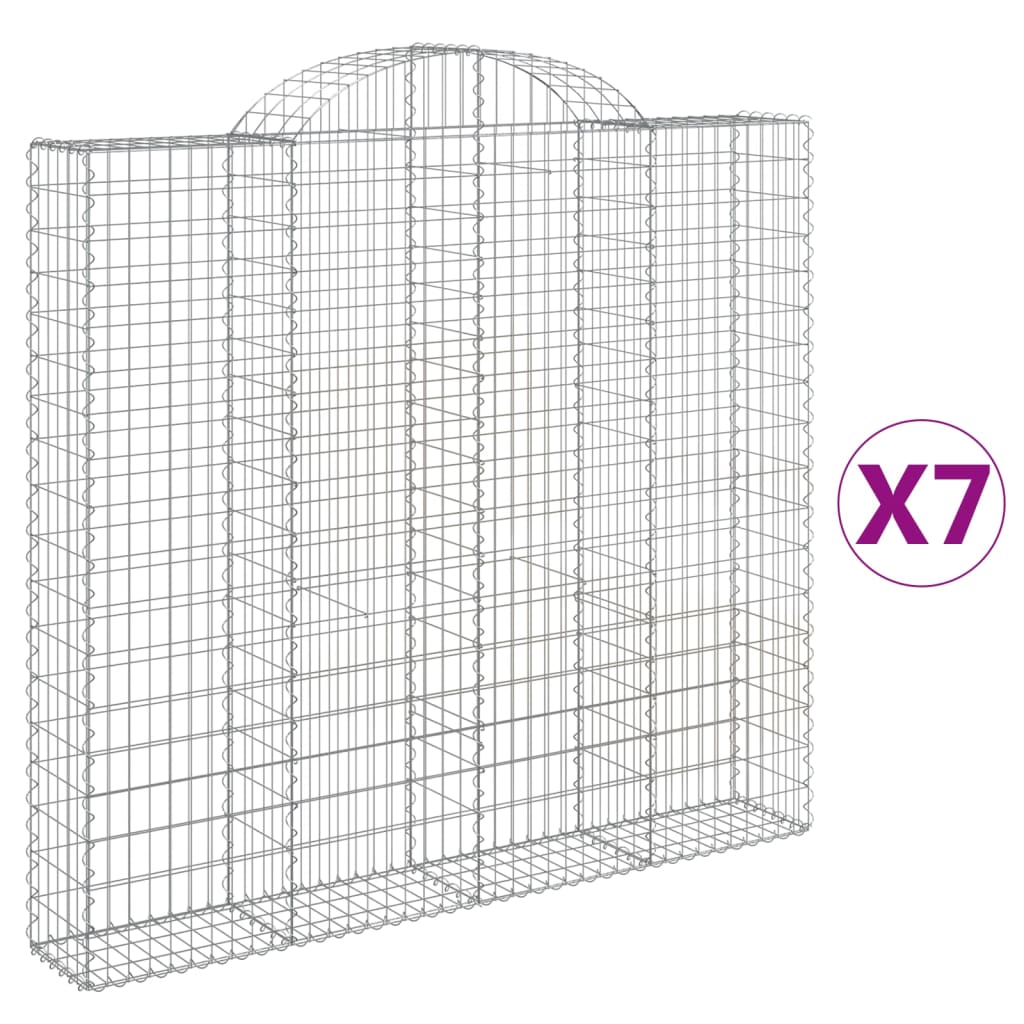 Coșuri gabion arcuite 7 buc, 200x30x180/200cm, fier galvanizat