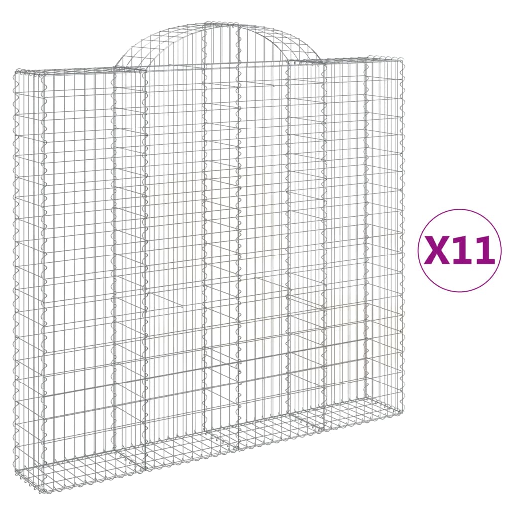 Coșuri gabion arcuite 11 buc, 200x30x180/200cm, fier galvanizat