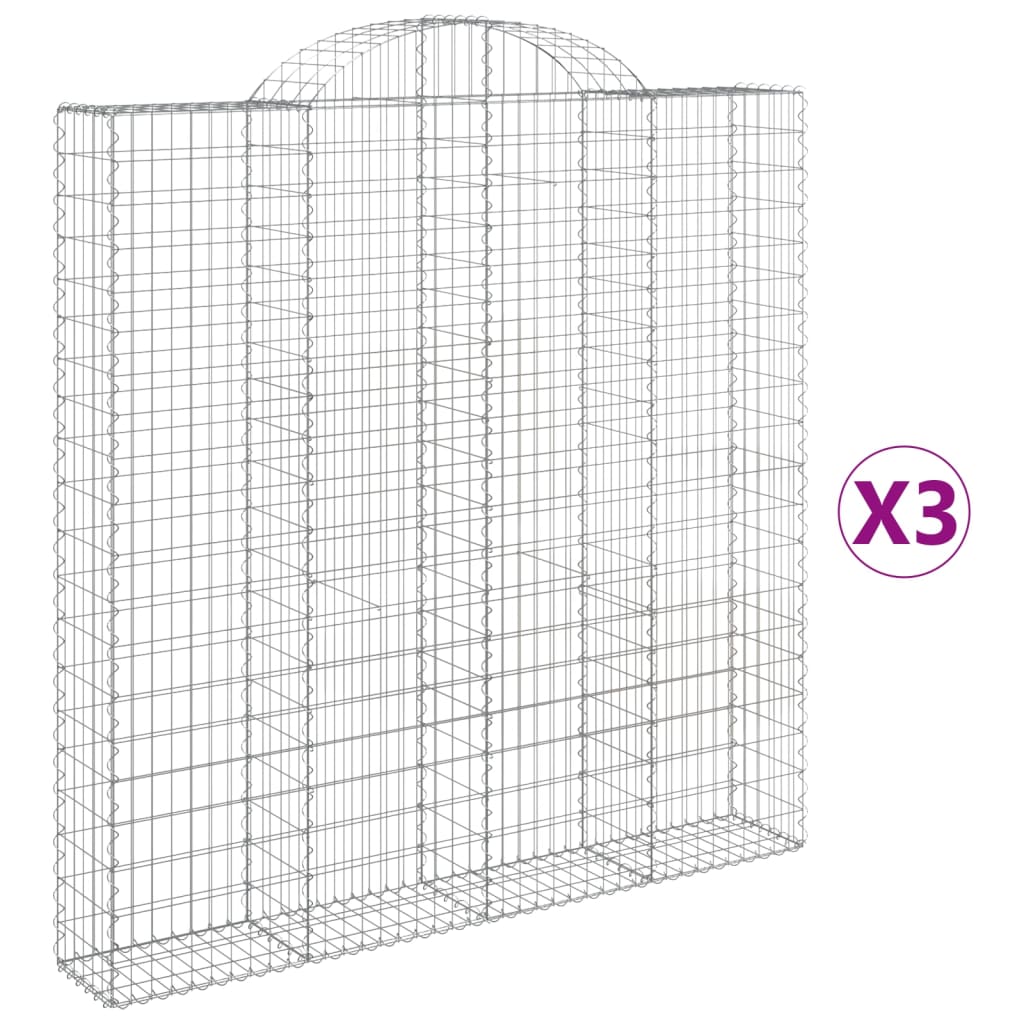 Coșuri gabion arcuite 3 buc. 200x30x200/220 cm fier galvanizat