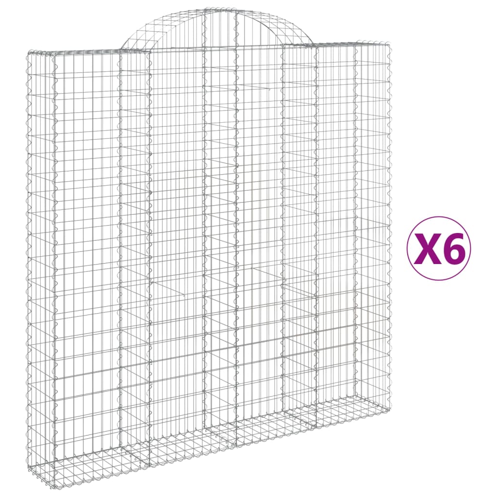 Coșuri gabion arcuite 6 buc. 200x30x200/220 cm fier galvanizat