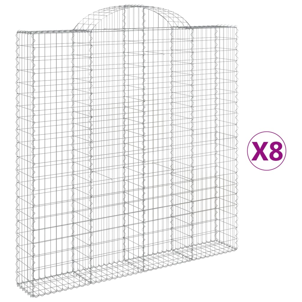 Coșuri gabion arcuite 8 buc. 200x30x200/220 cm fier galvanizat