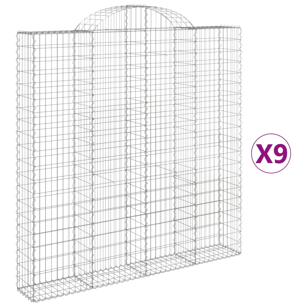 Coșuri gabion arcuite 9 buc. 200x30x200/220 cm fier galvanizat