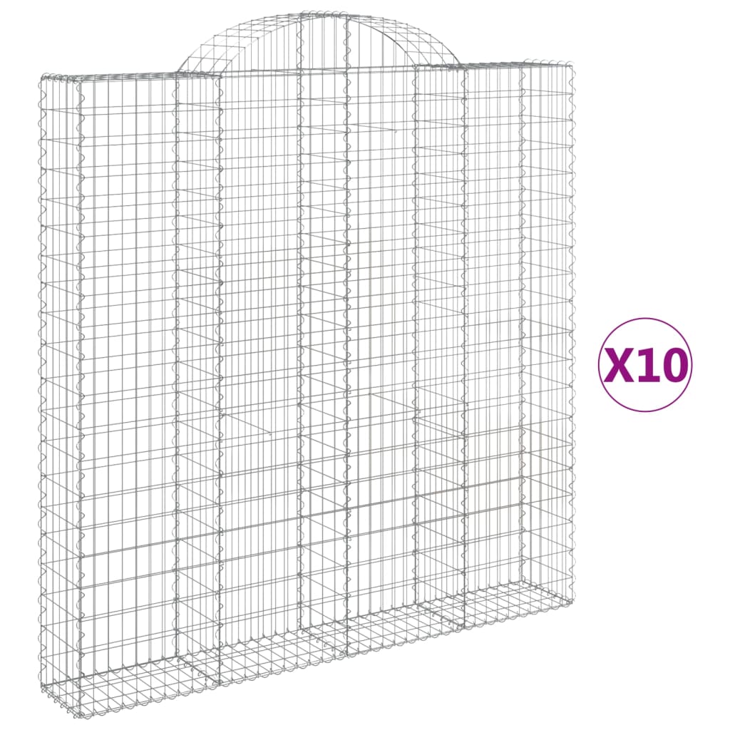 Coșuri gabion arcuite, 10 buc 200x30x200/220cm, fier galvanizat