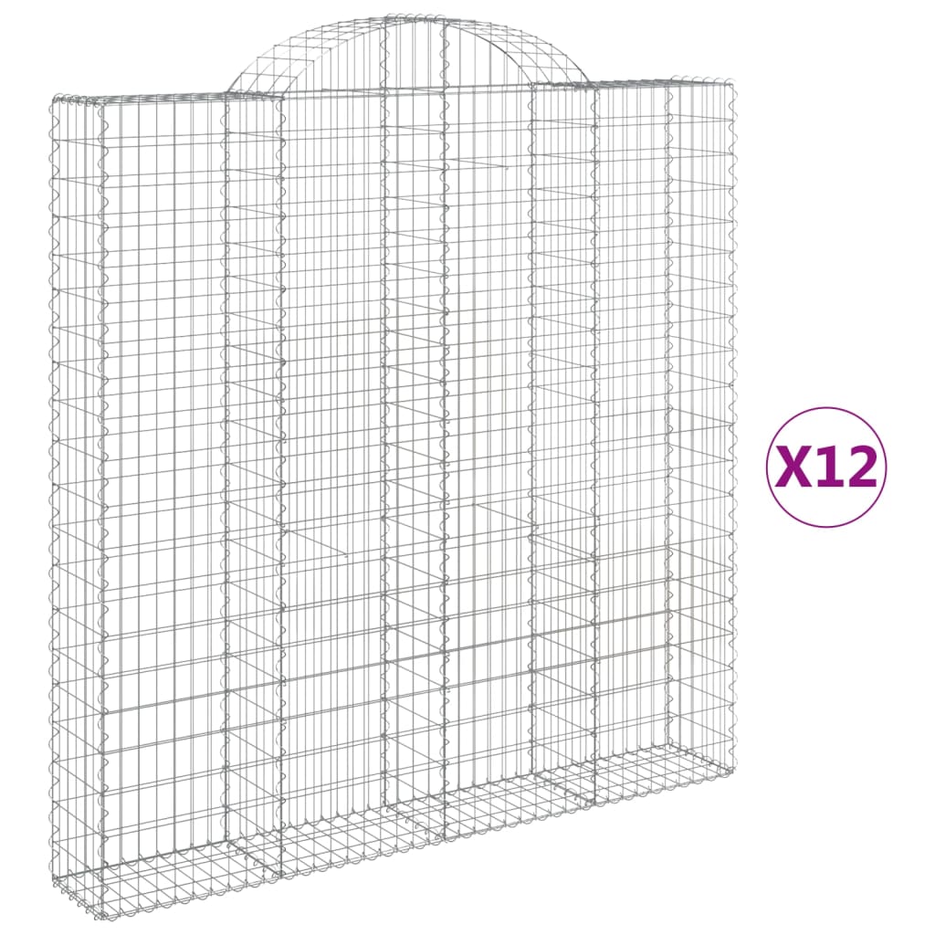 Coșuri gabion arcuite, 12 buc 200x30x200/220cm, fier galvanizat