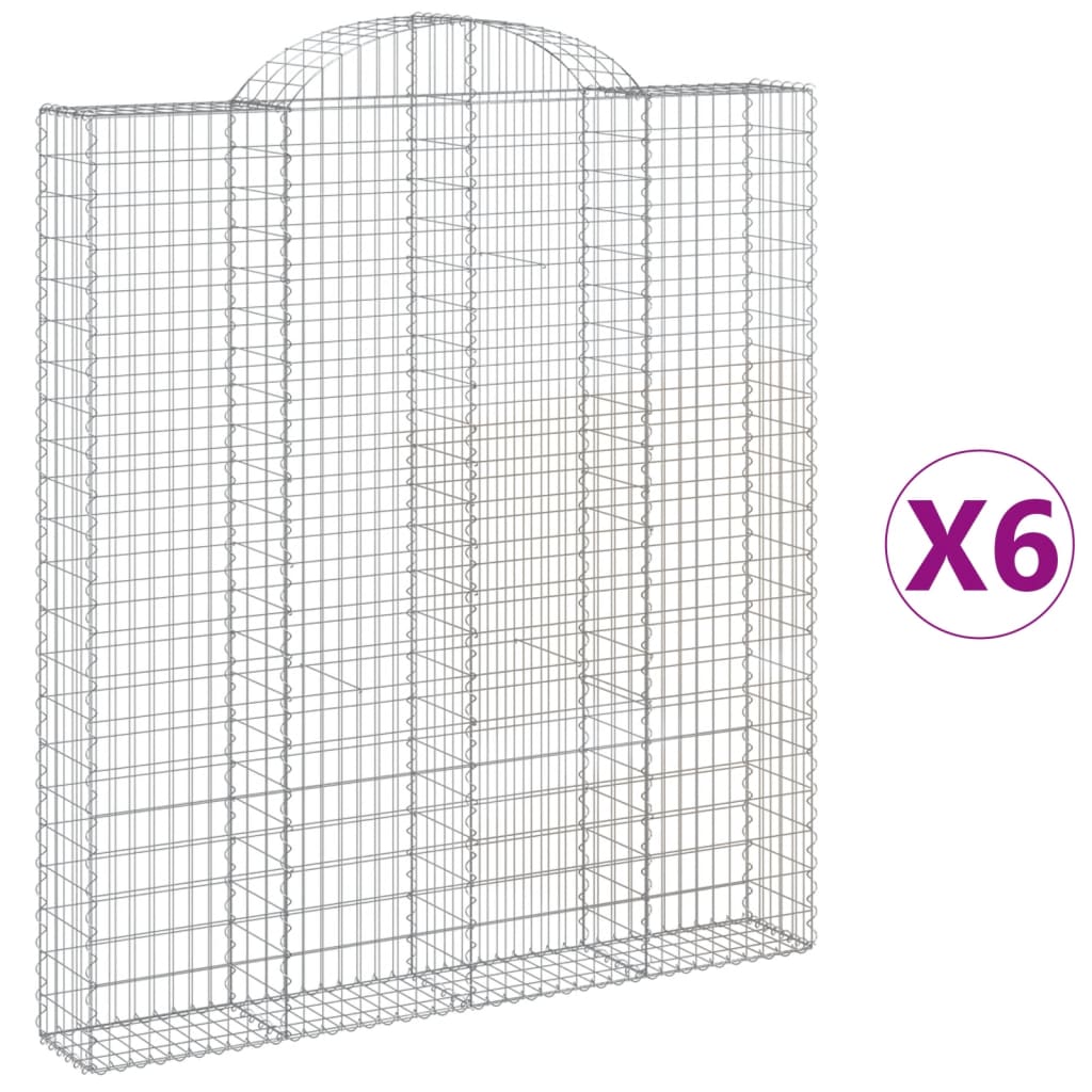 Coșuri gabion arcuite, 6 buc 200x30x220/240cm, fier galvanizat