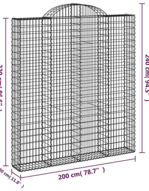 Загрузите изображение в средство просмотра галереи, Coșuri gabion arcuite, 6 buc 200x30x220/240cm, fier galvanizat
