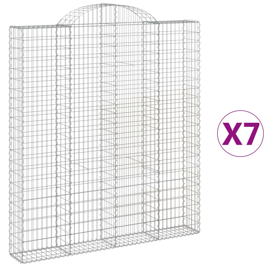 Coșuri gabion arcuite,7 buc., 200x30x220/240cm, fier galvanizat