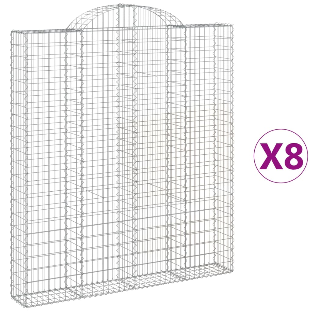 Coșuri gabion arcuite,8 buc., 200x30x220/240cm, fier galvanizat