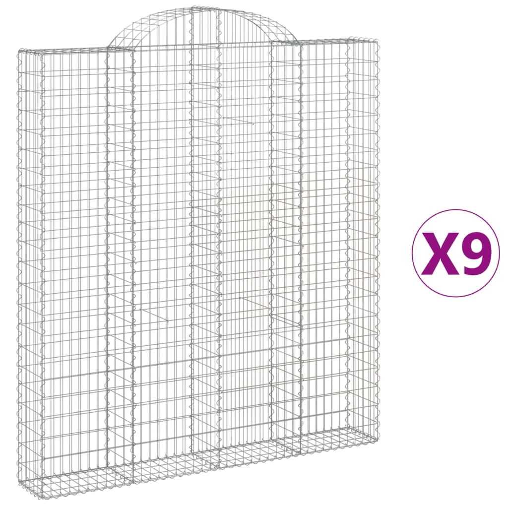 Coșuri gabion arcuite,9 buc., 200x30x220/240cm, fier galvanizat