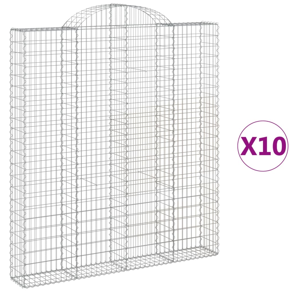 Coșuri gabion arcuite, 10 buc 200x30x220/240cm, fier galvanizat