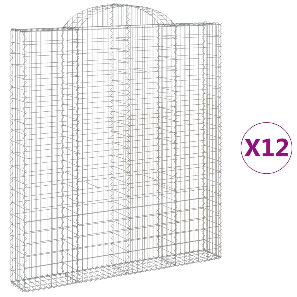 Coșuri gabion arcuite, 12 buc 200x30x220/240cm, fier galvanizat