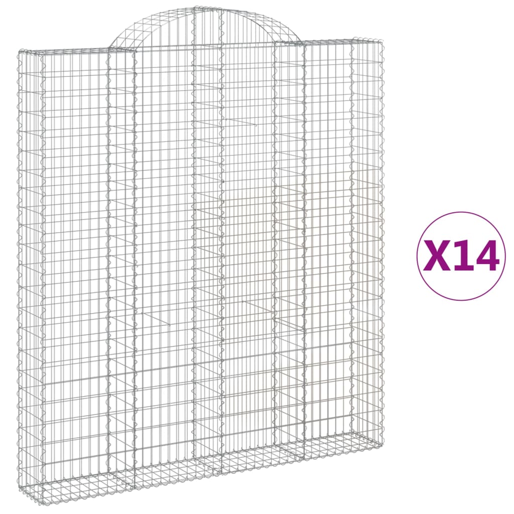 Coșuri gabion arcuite, 14 buc 200x30x220/240cm, fier galvanizat