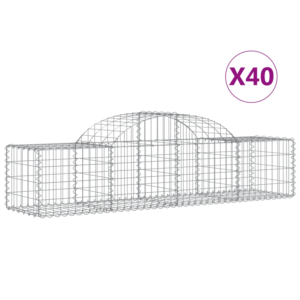 Coșuri gabion arcuite 40 buc, 200x50x40/60 cm, fier galvanizat