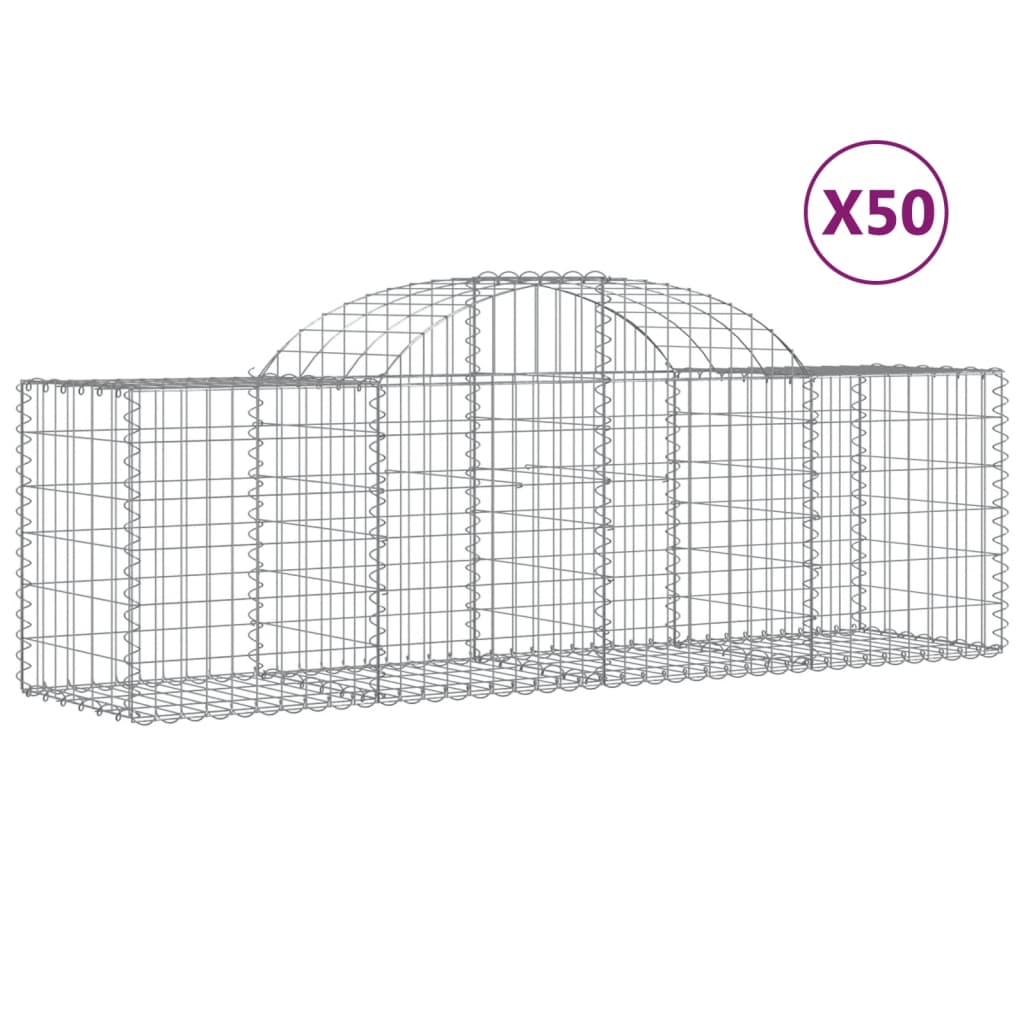 Coșuri gabion arcuite 50 buc, 200x50x60/80 cm, fier galvanizat