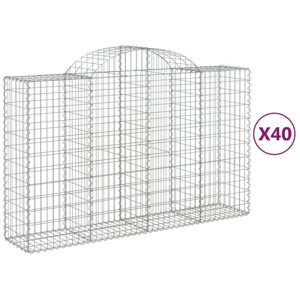 Coșuri gabion arcuite 40 buc, 200x50x120/140cm, fier galvanizat