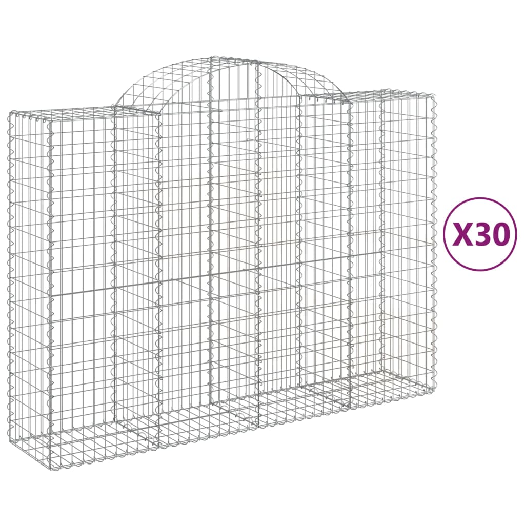 Coșuri gabion arcuite 30 buc, 200x50x140/160cm, fier galvanizat