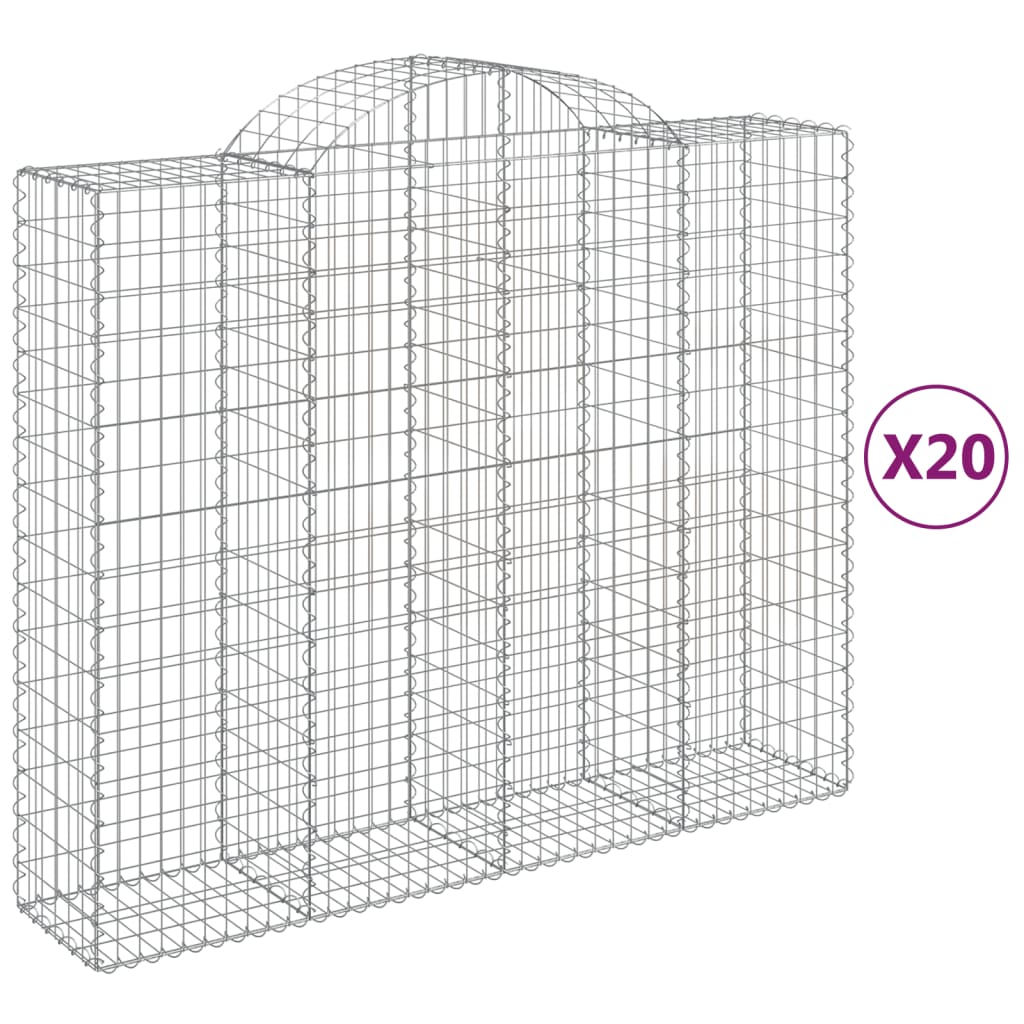 Coșuri gabion arcuite 20 buc, 200x50x160/180cm, fier galvanizat