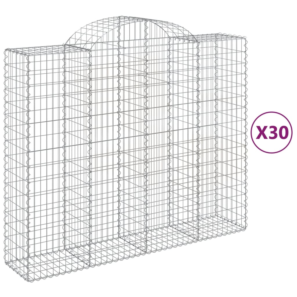 Coșuri gabion arcuite 30 buc, 200x50x160/180cm, fier galvanizat