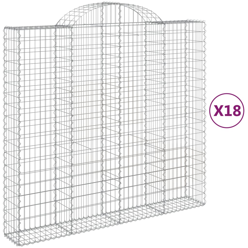 Coșuri gabion arcuite 18 buc, 200x50x180/200cm, fier galvanizat