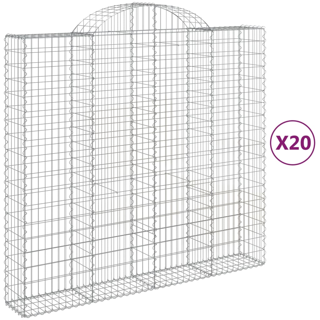 Coșuri gabion arcuite 20 buc, 200x50x180/200cm, fier galvanizat