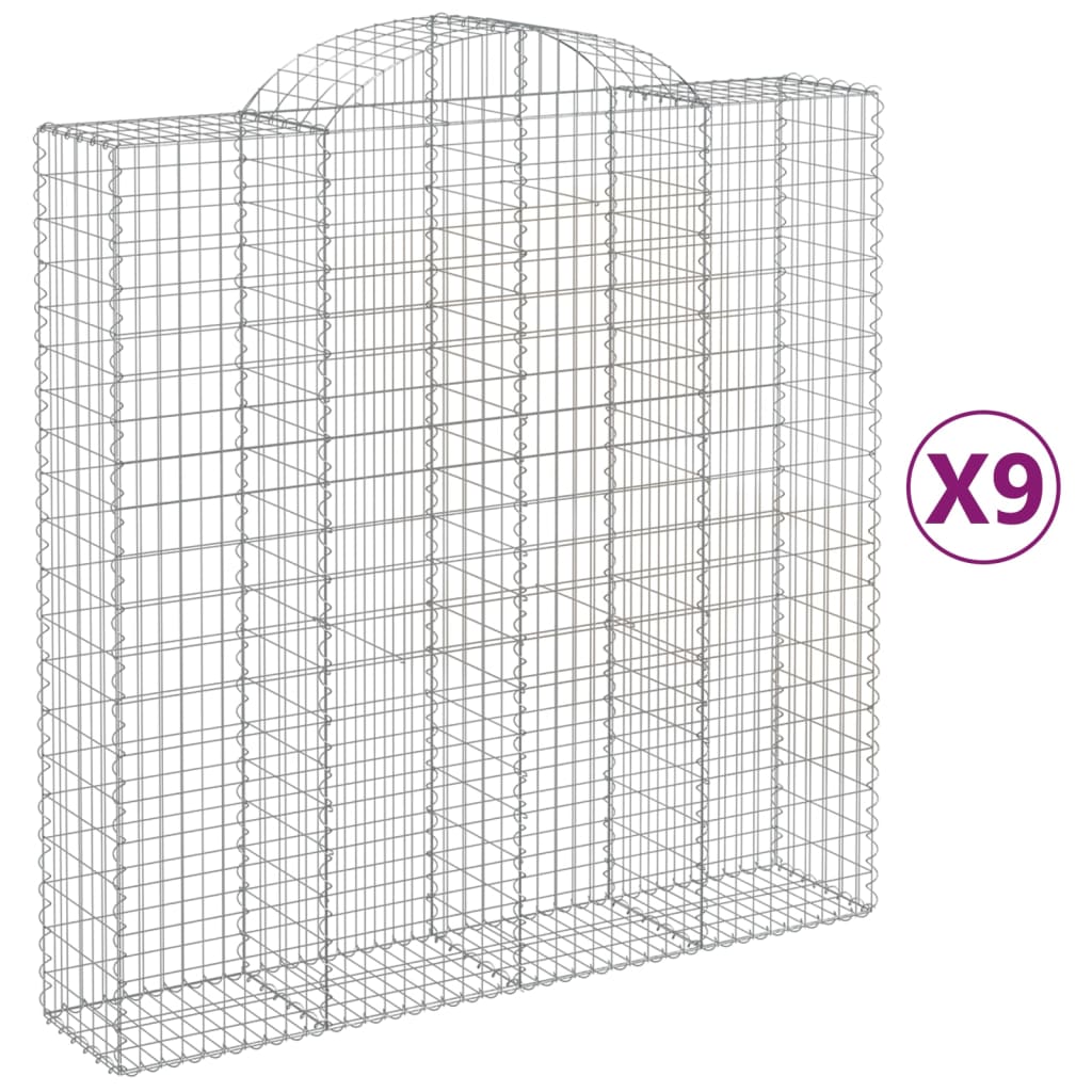 Coșuri gabion arcuite, 9 buc 200x50x200/220 cm, fier galvanizat