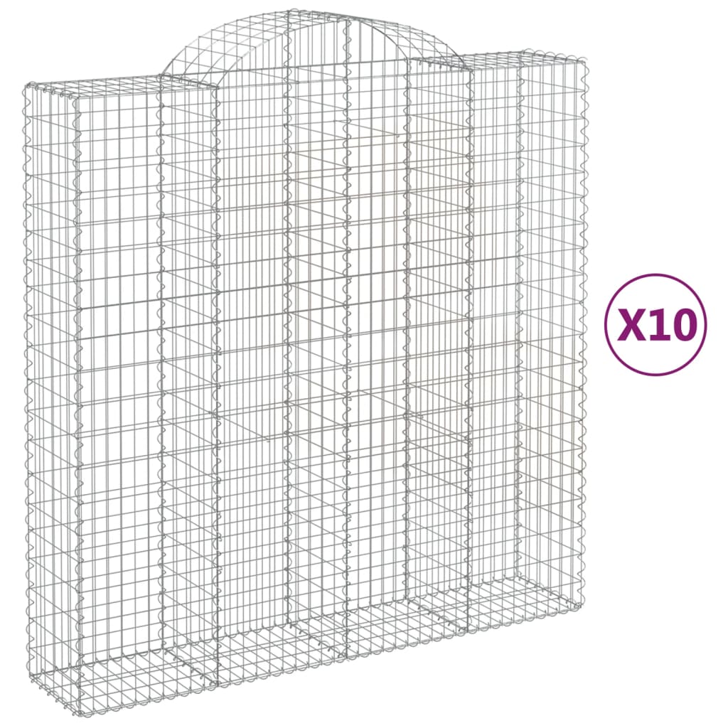 Coșuri gabion arcuite, 10 buc 200x50x200/220cm, fier galvanizat