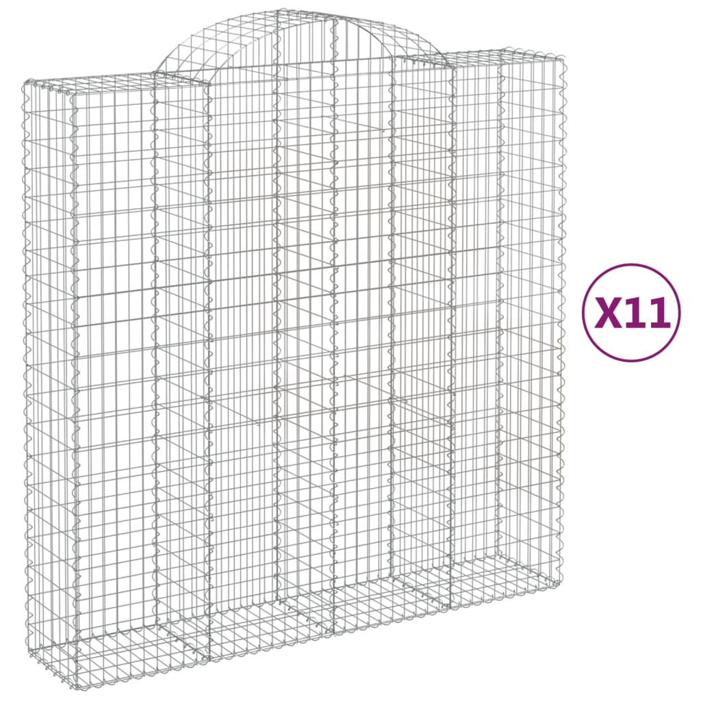 Coșuri gabion arcuite, 11 buc 200x50x200/220cm, fier galvanizat