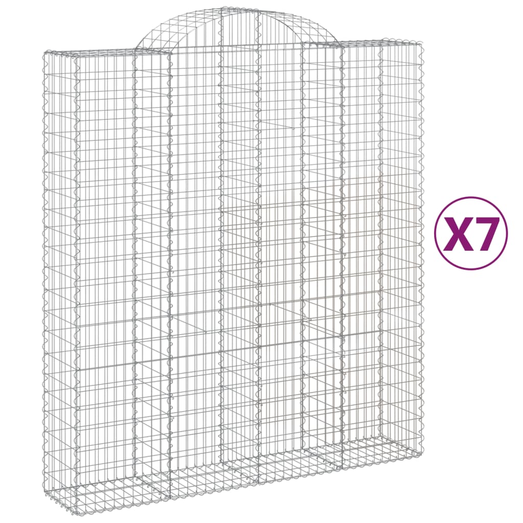 Coșuri gabion arcuite, 7 buc, 200x50x220/240cm, fier galvanizat