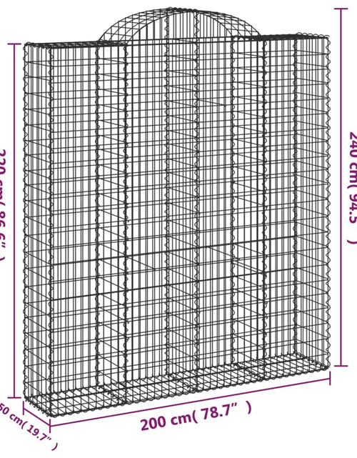 Загрузите изображение в средство просмотра галереи, Coșuri gabion arcuite, 7 buc, 200x50x220/240cm, fier galvanizat
