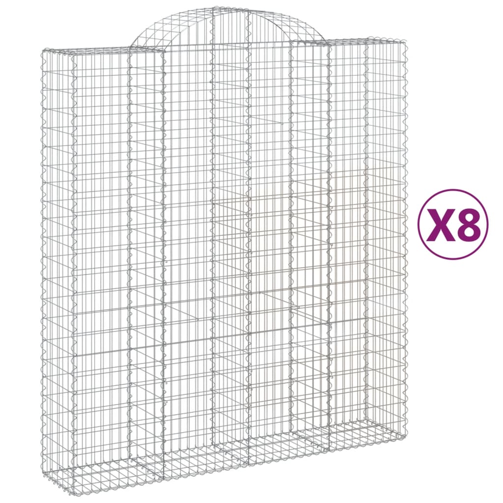 Coșuri gabion arcuite, 8 buc, 200x50x220/240cm, fier galvanizat