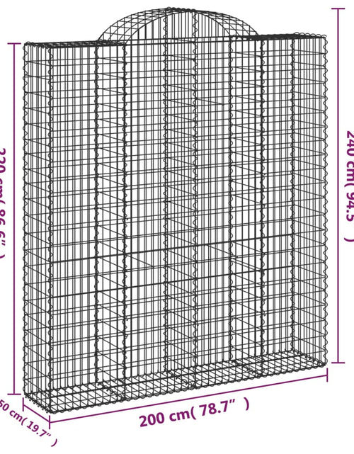 Încărcați imaginea în vizualizatorul Galerie, Coșuri gabion arcuite, 8 buc, 200x50x220/240cm, fier galvanizat
