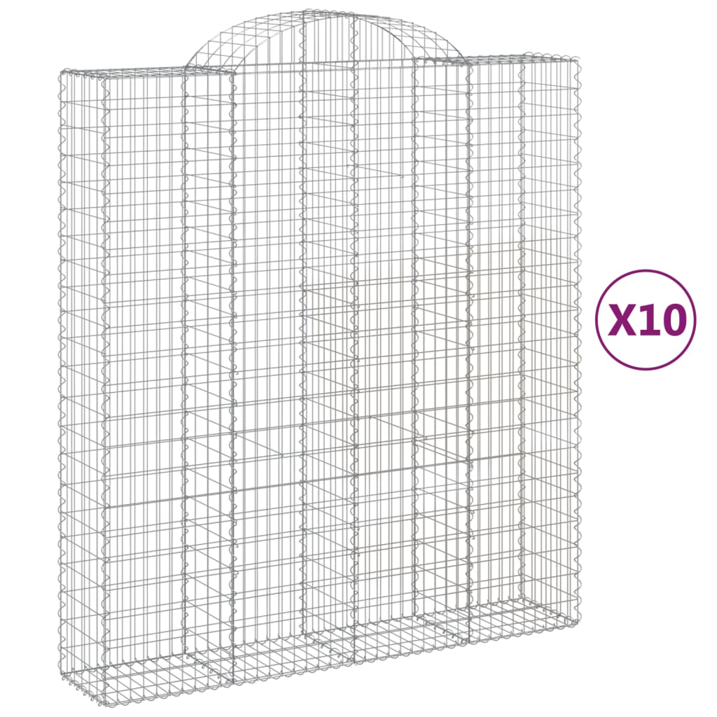 Coșuri gabion arcuite, 10 buc 200x50x220/240cm, fier galvanizat