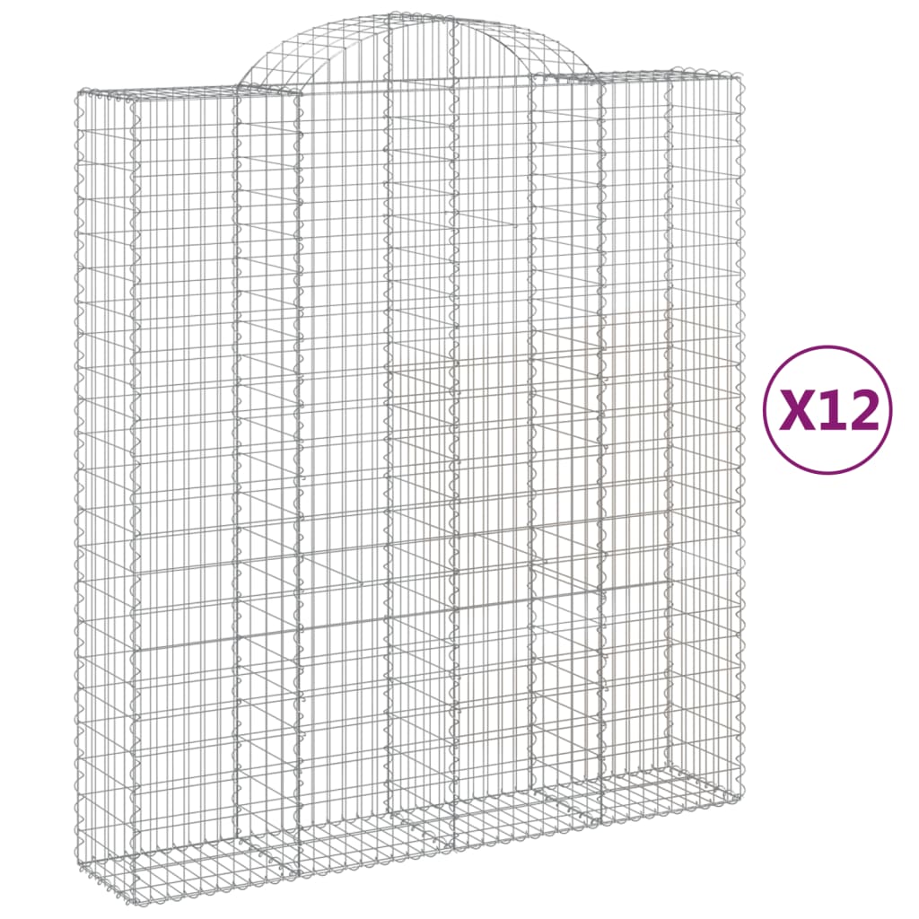 Coșuri gabion arcuite, 12 buc 200x50x220/240cm, fier galvanizat