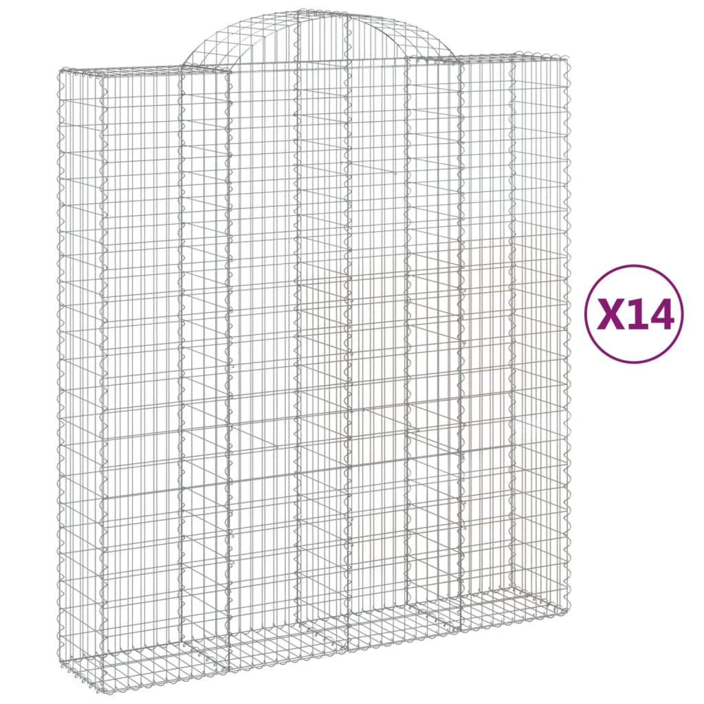 Coșuri gabion arcuite, 14 buc 200x50x220/240cm, fier galvanizat