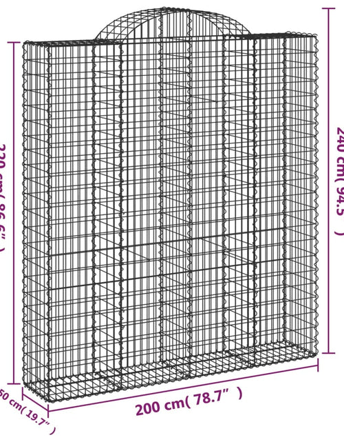 Загрузите изображение в средство просмотра галереи, Coșuri gabion arcuite, 14 buc 200x50x220/240cm, fier galvanizat
