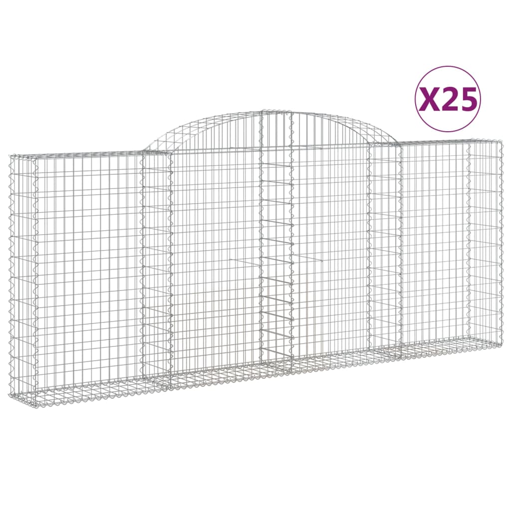 Coșuri gabion arcuite 25 buc, 300x30x120/140 cm fier galvanizat