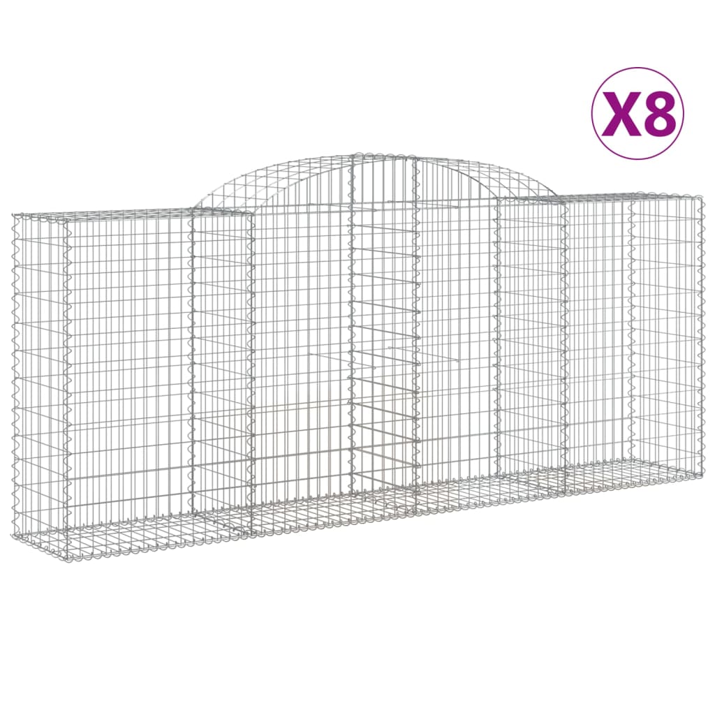 Coșuri gabion arcuite 8 buc. 300x50x120/140 cm, fier galvanizat