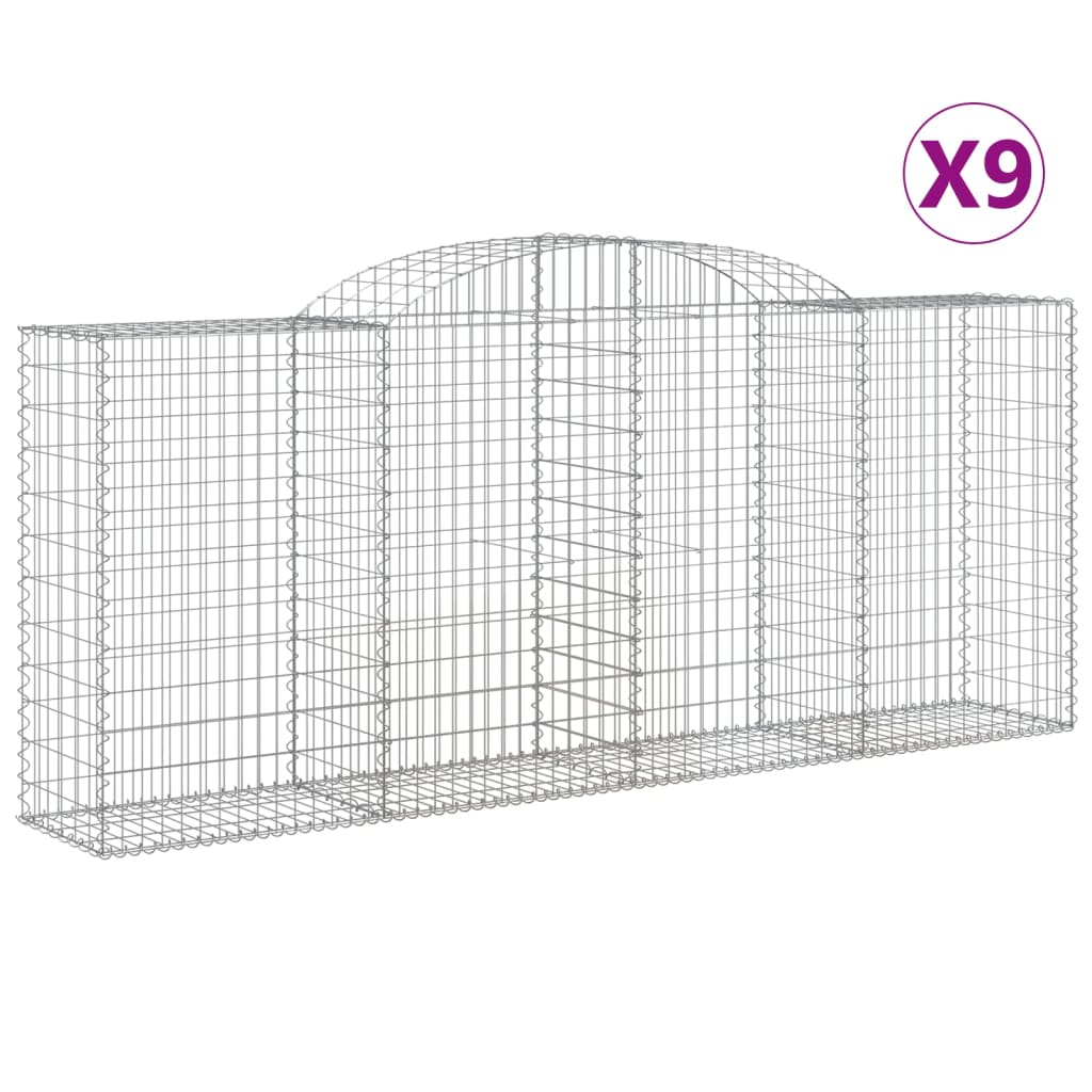 Coșuri gabion arcuite 9 buc. 300x50x120/140 cm fier galvanizat