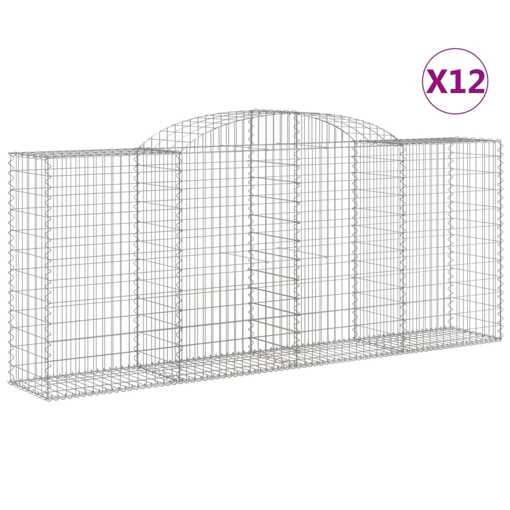 Coșuri gabion arcuite 12 buc. 300x50x120/140 cm fier galvanizat