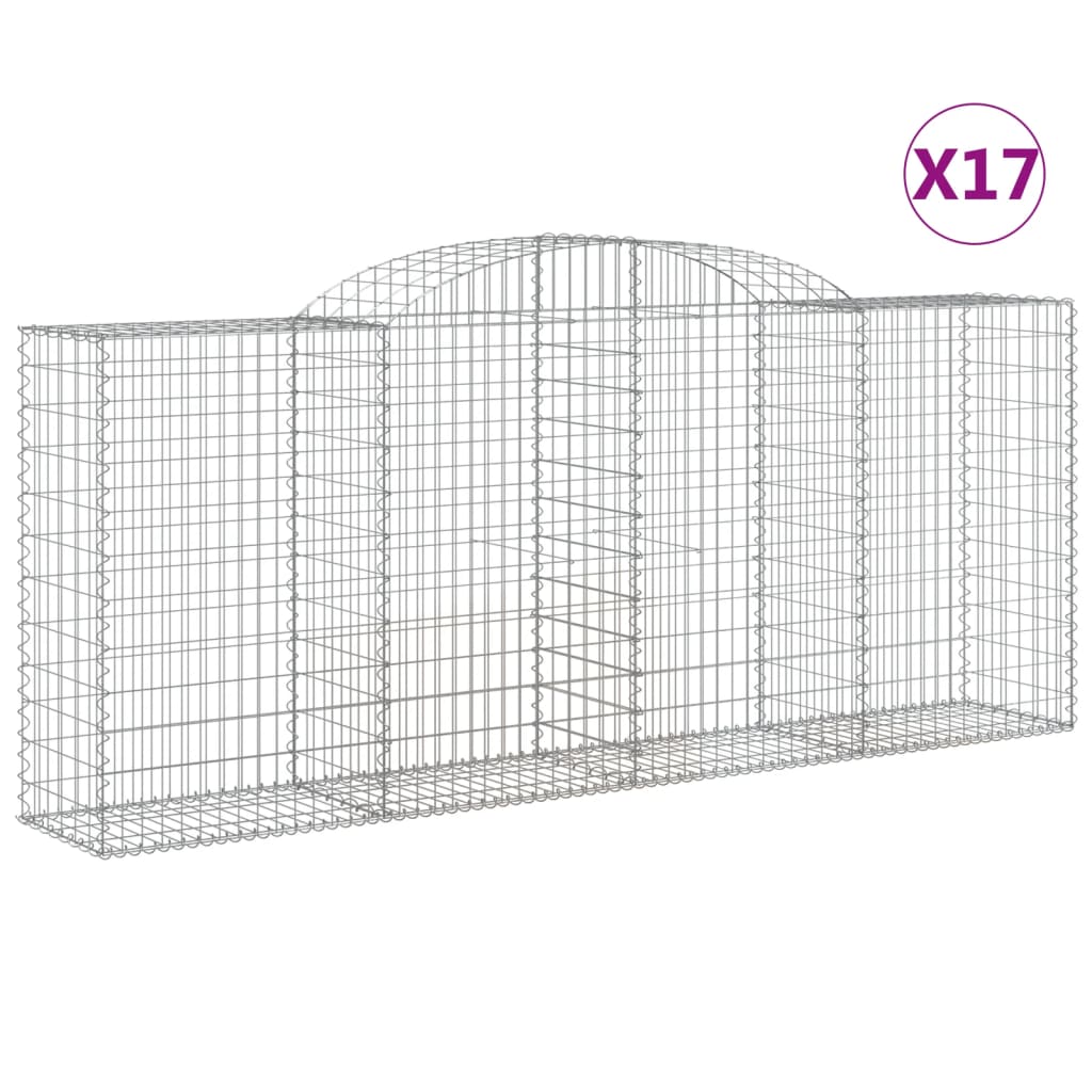 Coșuri gabion arcuite 17 buc. 300x50x120/140 cm fier galvanizat