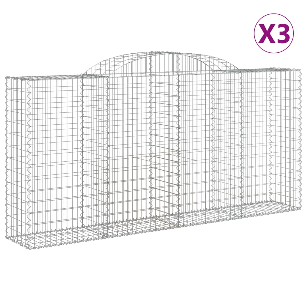 Coșuri gabion arcuite 3 buc. 300x50x140/160cm fier galvanizat