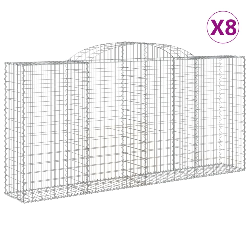 Coșuri gabion arcuite 8 buc, 300x50x140/160 cm, fier galvanizat