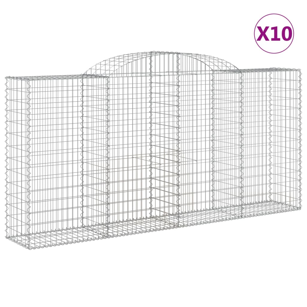 Coșuri gabion arcuite 10 buc, 300x50x140/160cm, fier galvanizat