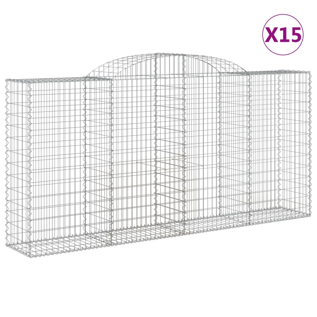 Coșuri gabion arcuite 15 buc, 300x50x140/160cm, fier galvanizat