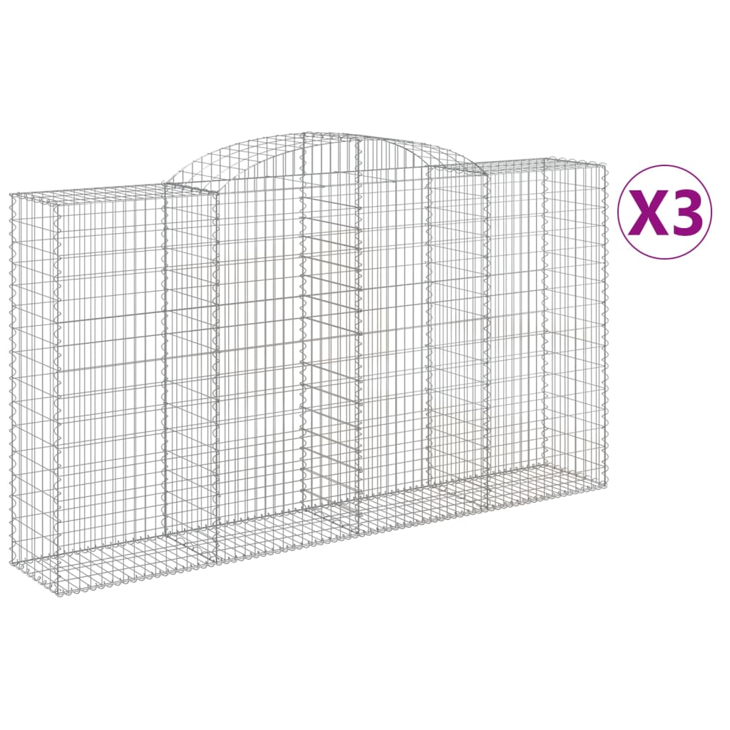 Coșuri gabion arcuite 3 buc, 300x50x160/180 cm, fier galvanizat