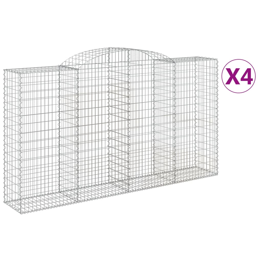 Coșuri gabion arcuite 4 buc, 300x50x160/180 cm, fier galvanizat