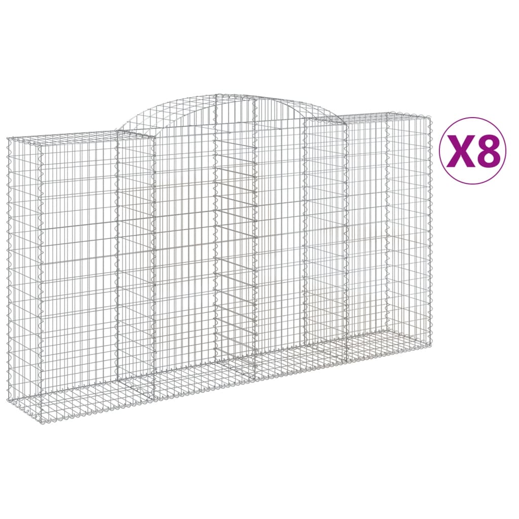 Coșuri gabion arcuite 8 buc, 300x50x160/180 cm, fier galvanizat