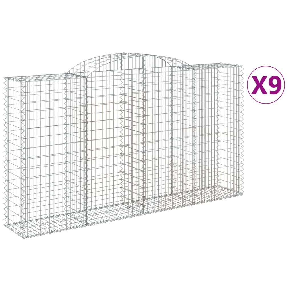 Coșuri gabion arcuite 9 buc, 300x50x160/180 cm, fier galvanizat