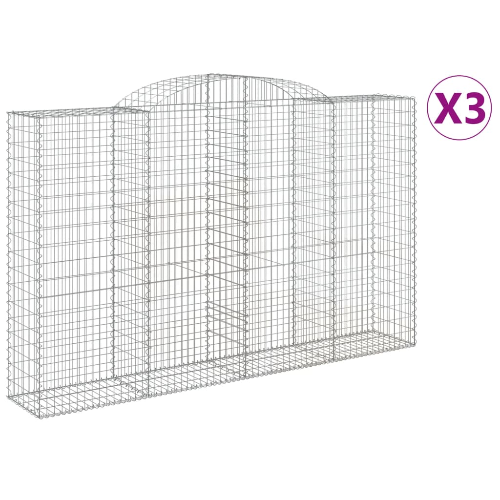 Coșuri gabion arcuite 3 buc, 300x50x180/200 cm, fier galvanizat